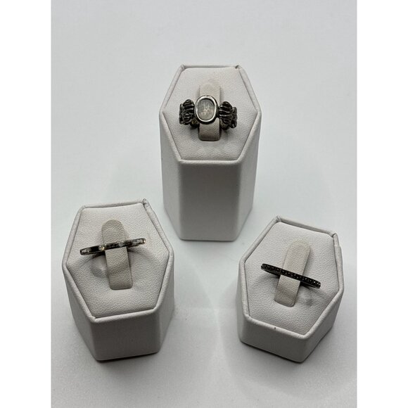 Lot of 3 Silver Tone Rings size 7 and 8 - Picture 3 of 6